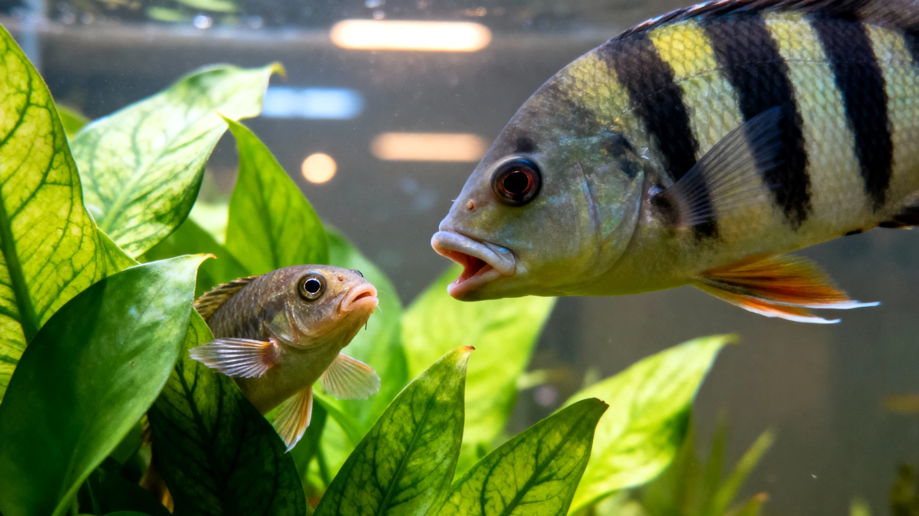 Fische zeigen Aggressionsverhalten oder Stress durch ungeeignete Vergesellschaftung mit anderen Fischarten im Aquarium"