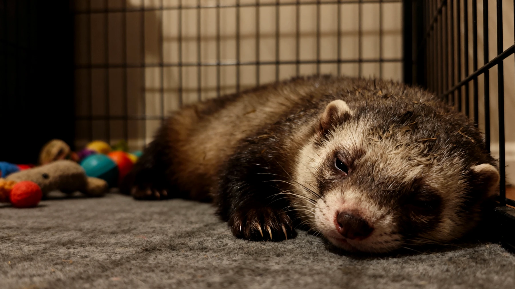 Frettchen benötigen als Raubtiere mit hohem Bewegungsdrang spezielle tierärztliche Betreuung und Gesundheitsvorsorge, insbesondere bei reiner Wohnungshaltung, wo Bewegungsmangel, inadäquate Umgebung und fehlende artgerechte Beschäftigung zu gesundheitlichen Problemen wie Adipositas, Nebennierenkrankheiten und Verhaltensstörungen führen können"
